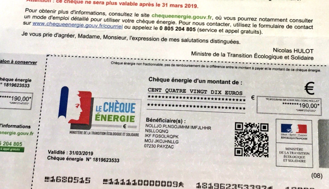 Informations chèque énergie - Le Mené
