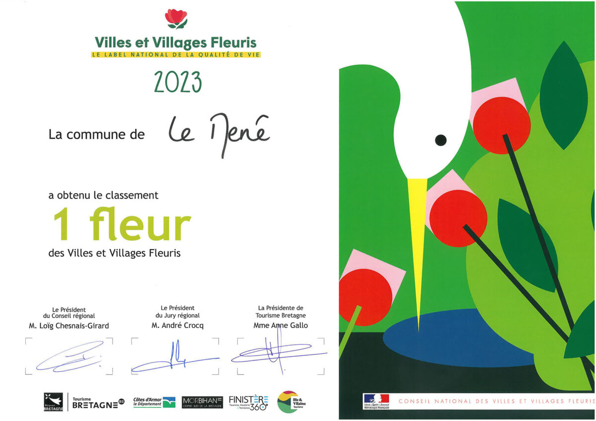 Label Villes et Villages Fleuris : 1ère fleur à Le Mené !